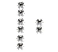 OATIPHO 8 pcs Large Black Tulle Bow Hair Claw Clip with Faux Pearl Firm Hold Decorative Claw Clips for Thick Hair Elegant Satin Ribbon Styling Accessories for Women
