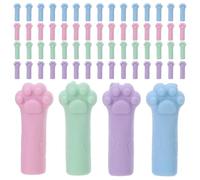OATIPHO 80pcs Cat Paw Pencil Top Erasers Set in Pastel Blue, Pink, Green, and Purple - Kawaii Pencil Toppers with Eraser Caps for Classroom Prizes, Student Rewards, and School Supplies