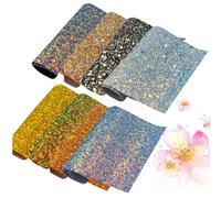 OATIPHO 8pcs Assorted Glitter Faux Leather Sheets A5 Size Chunky Printed Leather for Crafts DIY for Earrings Bows and Accessories Random Color