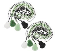 OATIPHO 8Pcs Ethnic Style Buddha Pendant Sweater Necklace Set for Women Men - Long Beaded Chains with Black, White, and Light Green Beads, Suitable for Everyday Wear and Party Accessories