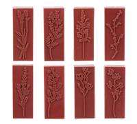 OATIPHO 8pcs Wooden Stamp Seal Set for DIY Scrapbooking and Hand Account Decoration, Plant and Flower Patterns, Natural Wood Material, Suitable for Creative Handbook and Card Making Random