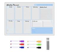 OATIPHO Acrylic Desktop Weekly Planner Memo Board Set 9pcs with 2pcs 7cm Push Pins and 6 Whiteboard Markers Dry Erase Writing Board for Office and Home Use