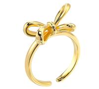 OATIPHO Adjustable Open Copper Bow Ring for Women Dainty Stackable Finger Jewelry with Polished Finish Elegant Minimalist Design for Layering and Giving