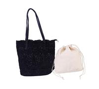 OATIPHO All-match Embroidery Shoulder Bag with Magnetic Closure, Black Lace Chic Handbag for Women, Delicate Tote for Shopping and Daily Use
