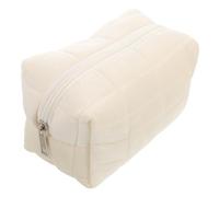 OATIPHO Beige Pillow Shaped Large Capacity Pencil Pouch for Women and Students Soft Durable Makeup Bag Organizer for Travel School Office Portable Marker and Cosmetic Storage Case
