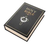 OATIPHO Bible Book Safe with Key Lock, Small 8-Inch Fake Holy Bible Diversion Storage Box for Money, Jewelry, and Documents, Portable Secret Book Safe for Home and Office