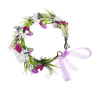 OATIPHO Boho Floral Headband Lightweight Adult Flower Crown Ribbon Hair Wreath for Women Bridesmaids Weddings Festivals Beach Vacation Photo Accessories