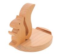 OATIPHO Cartoon Squirrel Phone Holder Wooden Phone Stand Solid Wood Space Efficient Design Hands Free Use Animal-inspired Design Khaki for Home Office