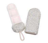 OATIPHO Compact Pill Organizer Small Pill Case with Waterproof Sealing Multi-Grid Design for Outdoor Use, Rhinestone Embellished Suitable for Pocket and Nursing