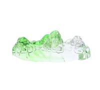 OATIPHO Crystal Glass Paperweight and Pen Rest in Grass Green Decorative Mountain Design Calligraphy Brush Holder Stand for Artistic Writing and Painting Supplies