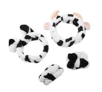 OATIPHO Cute Cow Ears Headband Set for Face Washing and Makeup, of Four Elastic Polyester Hairbands with Quick Drying and Secure Fit, Skincare Accessory for Teens and Families