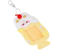 OATIPHO Cute Yellow Bunny Cartoon Photocard Keychain, Hollow 3-Inch Id Card Holder, Plush Kpop Badge Sleeve for Students and