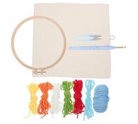 OATIPHO DIY Punch Embroidery Kit for - Small Rainbow Style 20cm Round Frame with Thread, Scissors, Wool and Accessories - Beginner Hand Craft Tool Set for Home Embroidery Projects
