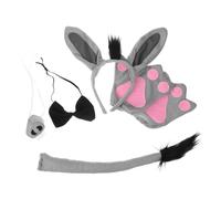 OATIPHO Donkey Costume Set with Plush Ears and Tail Animal Headband for Halloween Dress-up Birthday Parties and Cosplay Cute Gray Donkey Accessory Kit for Boys