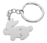 OATIPHO Easter Rabbit Keychain Metal Pendant, Cute Minimalist Bunny Key Ring Silver Bag Charm for Women Girls Backpack Car Keys & Easter Basket