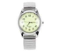 OATIPHO Elderly Digital Watch with Luminous Dial, Silver Men’s Casual Expansion Band Wristwatch, Glow-in-The-Dark Timepiece Suitable for Seniors and Everyday Wear