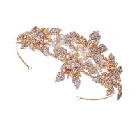 OATIPHO Elegant Rhinestone Alloy Bride Headband Wedding Crown with Leaf Design Durable Sparkling Bridal Hair Accessory for Women and Special Occasions
