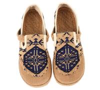 OATIPHO Ethnic Linen Flat Shoes for Women Handmade Cotton and Linen Casual Footwear Soft Non-Slip Sole with Steady Heel Design Breathable Summer Loafers for Daily Walking and Shopping Blue