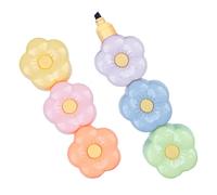 OATIPHO Flower Shaped Stackable Highlighter Set, 6-Color Student Marker Pen for School and Scrapbooking, Portable Multifunctional Book Marker for Daily Use