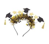 OATIPHO Graduation Headband with Black and Gold Star Tassel Mini Hat Glittery Party Headdress for Women Stylish Graduation Ceremony Accessory and Photo Prop