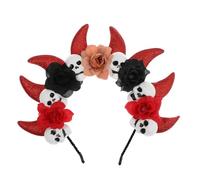 OATIPHO Halloween Devil Horn Headband with Skull and Flower Lightweight Comfortable Hair Hoop for Women and Striking Costume Accessory for Day Dead Cosplay and Party Celebrations
