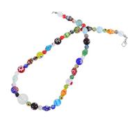 OATIPHO Handmade Glass Beads Necklace Colorful Opal Jewelry for Women Fashion DIY Statement Accessory 18-inch Extender
