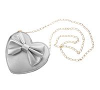 OATIPHO Heart Crossbody Bag for Girls, Cute Tote Lolita Purse Coin Wallet Sling Leather Shoulder Bag, Toddler Child Messenger With Chain Strap (Silver)
