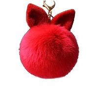 OATIPHO Keychain Ears Cute Red Keyring Bag Charm for Girls Fluffy Faux Pendant for Handbag Decoration Versatile Accessory for Various Occasions