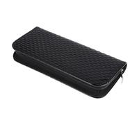 OATIPHO Leather Scissor Bag for Hair Styling Tools Compact and Easy to Clean Scissors Container in Black Leather, Simple Style Pouch for Professional Hairdressers and Personal Use