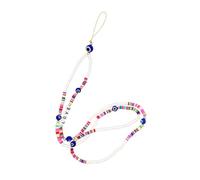OATIPHO Long Colorful Beaded Phone Strap LOVE Letters and Glass Eye Beads, Soft Polymer Clay Necklace Lanyard for Hanging and Decoration, Anti-Lost Wrist and Neck Chain for Smartphones