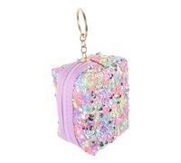 OATIPHO Mini Sequin Coin Purse Keychain for Small Compact Change Wallet with Material Bright Rainbow Color Portable Makeup Storage Bag Cute Accessory
