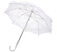 OATIPHO Multi-functional White Lace Parasol Umbrella with Ergonomic Handle for Wedding Photo Props and Dress, Elegant Classic Design for Stage Performance and Festival Use