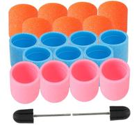 OATIPHO Nail Polisher Sand Cap and Manicure Grinding Head Set 33pcs Mixed Grit 180# Color-coded Orange Pink Blue Professional Nail Drill Bit Caps for Art Salon Use