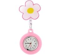 OATIPHO Nurse Watch Retractable Telescopic Nurse Pocket Watch Cute Flower Silicone Case Clip On Easy to Read Quartz Movement Doctors Students for Outdoor Work and Gifting