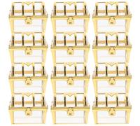 OATIPHO Plastic Treasure Chest Candy Boxes 12Pcs Wedding Party Favor Containers for Christmas Halloween Events Golden