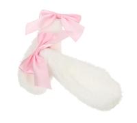 OATIPHO Plush Rabbit Lop Ear Hairpin with Bowknot for Women Lightweight Cartoon Hair Clip Flexible Design Suitable for Thick Thin Hair Stylish Party Accessory
