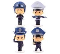 OATIPHO Police Flower Ornaments Cake Toppers 4Pcs Resin Figurines 3.5 Inch Police Officer Decorations for Birthday Party Dessert Decor