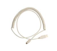 OATIPHO Professional Type-c Coiled USB Cable for Mechanical Keyboard, Thickened Spring Wire, Light Gray, Sturdy Data Cord for Gaming and Office Use