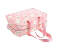 OATIPHO Pu Cosmetic Bag Travel Makeup Organizer Large Daisy Flower Pattern Waterproof Cosmetics Pouch for Women Pink Handheld Toiletry Bag