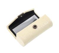 OATIPHO PU Leather Lipstick Holder with Mirror Compact Portable Makeup Organizer for Travel Durable Zinc Alloy Button Closure Stylish Beige Case for Lipstick Storage