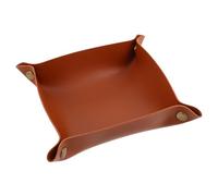 OATIPHO PU Small Jewelry Tray Key Bowl Faux Leather Desktop Organizer 20X20Cm Entryway Storage Tray Vanity Dish for Keys and Accessories