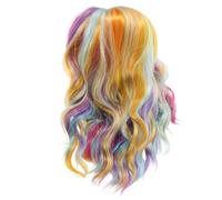 OATIPHO Rainbow Color Curly Wig Rainbow Halloween Wig Cap High Temperature Wire