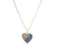 OATIPHO Rainbow Love Heart Necklace, Metal Trim Pendant Gay Lesbian Rainbow Pride LGBT Necklaces Charm for Girl Women Men