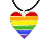 OATIPHO Rainbow Pansexual Transgender Asexual Homosexual Rainbow Pendant Necklace Love Shaped Neck Chain for Gay Lesbian Stylish Accessory for Pride Month Charming Present for Lgbt Supporters