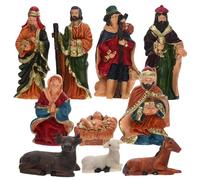 OATIPHO Resin Nativity Decorations Christmas Nativity Set with Figures 10 Pieces for Shelf and Office Holiday Religious Ornament