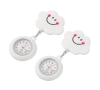 OATIPHO Retractable Hanging Pocket Watches, Clip-on Chest Watches Cute Smile Cloud Pattern, Wear-Resistant Silicone Material, Luminous for Nurses