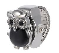 OATIPHO Retro Ring Watch Owl Motif Finger Watch Flip-up Cover Fashionable and Practical