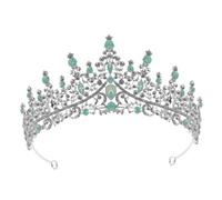OATIPHO Rhinestone Crown Headband Tiara Baroque Style Green Opal and Crystal Bridal Hair Accessories for Wedding Women Metal Headpiece
