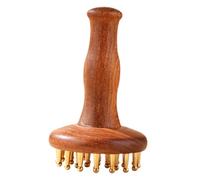 OATIPHO Sandalwood Brass Meridian Massage Brush Lightweight Full Body Manual Hair Massager for Scalp Pressure Points Back Abdomen Thighs Arms Relaxation Tool
