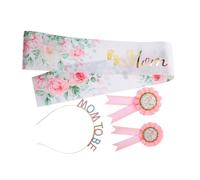 OATIPHO Shower Sash Kit for Mom Dad Rhinestone Crown Headband Badge Pin in Pink Lightweight Comfortable Maternity for Gender Reveal and Pregnancy Celebration